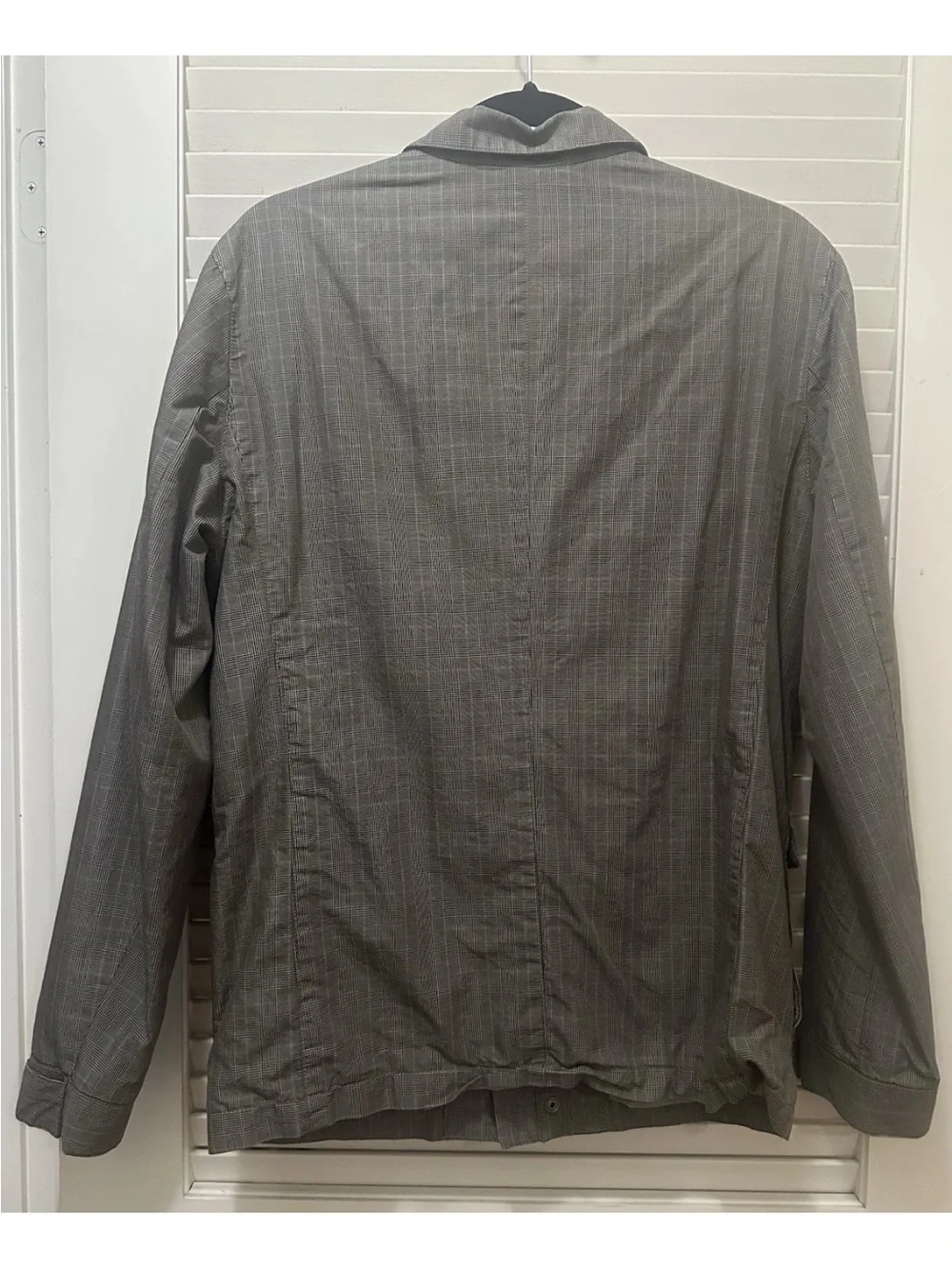 Banana Republic Men’s Military Style Jacket Gray Plaid Pockets Lightweight Sz S